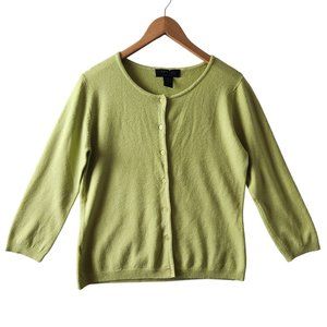 Express Citron Stretch 3/4 Sleeve Button Front Cardigan Size Medium
